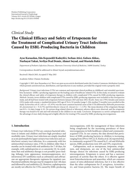 Ertapenem for Infections Caused by ESBL.